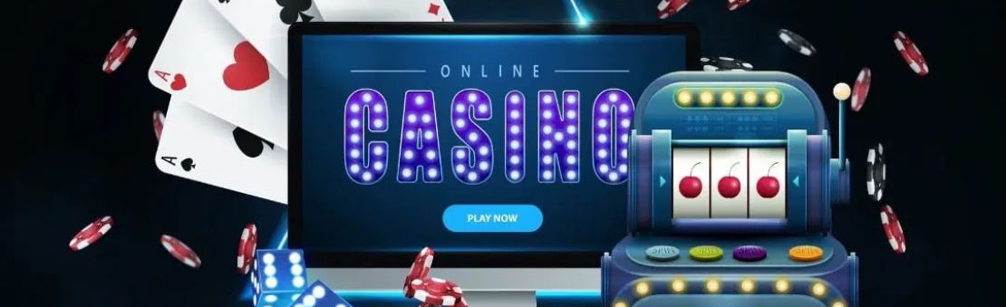 Computer with the Inscription Online Casino and Casino Items